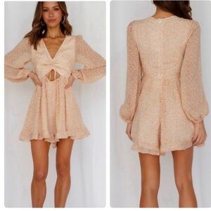 Petal & Pup Orange Floral Romper Long Sleeve Shorts Keyhole- Size 8 US